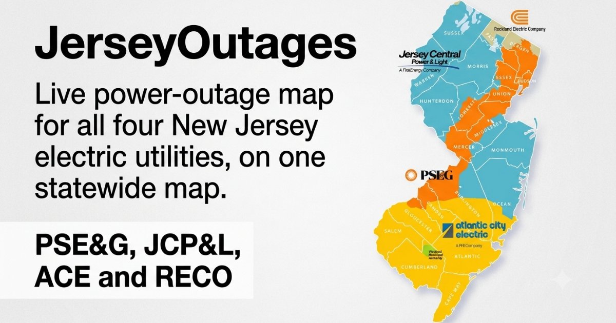JerseyOutages™ — NJ Power Outage Map (PSE&G, JCP&L, ACE)